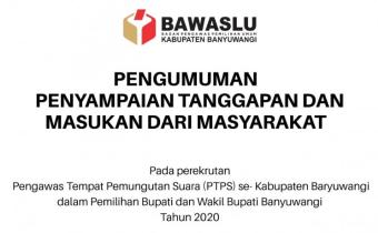 Pengumuman Penyampaian Tanggapan dan Masukan Masyarakat pada perekrutan PTPS se-Kabupaten Banyuwangi